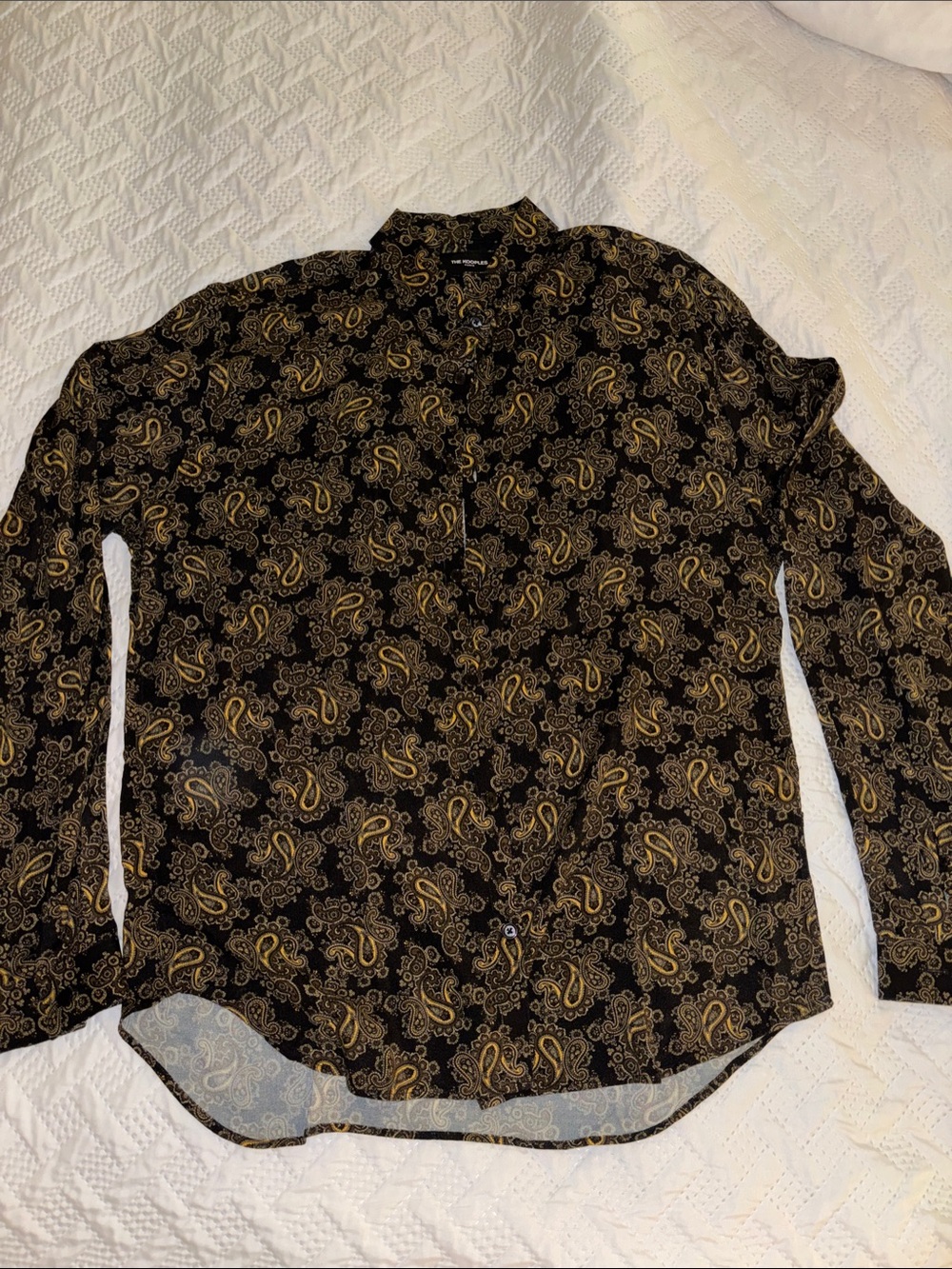 The Kooples Black and Gold Paisley Button-Down Shirt